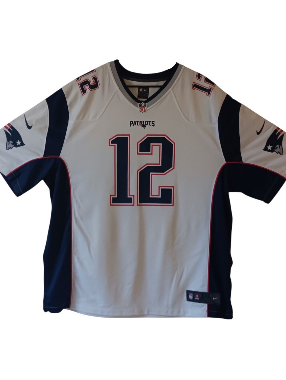 Vintage Brady #12 New England Patriots NFL Nike On Field White Jersey - XL